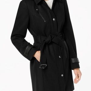 Michael Kors Black Trench Coat with Hood